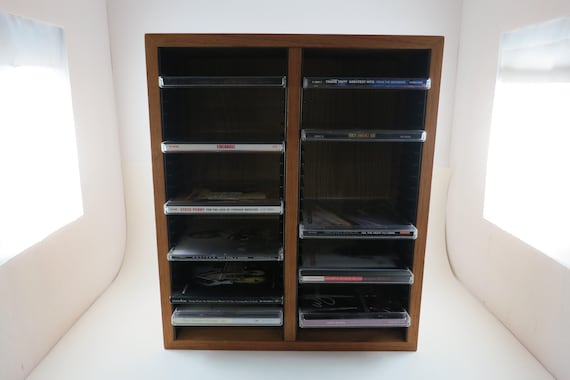 Vintage 90's Wooden CD Holder Holds 50 CD's Free Standing or Wall Mount Excellent Condition