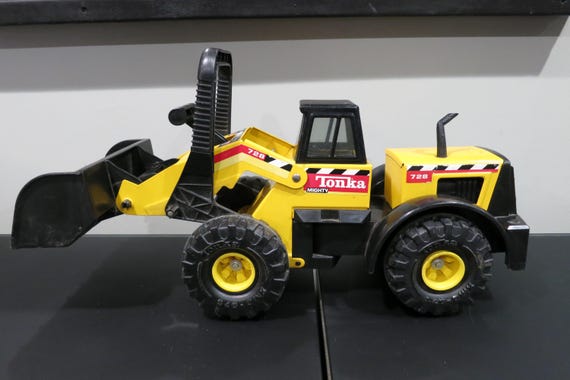 1999 Mighty Tonka Front End Loader 728 Pressed Steel Works Perfectly
