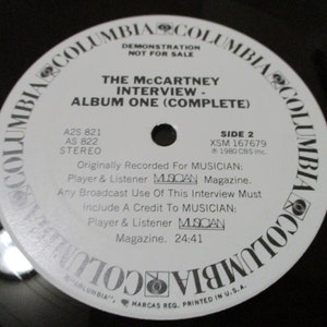 Vintage 1980 Vinyl LP Record Paul McCartney Interview White Label Promo Pressing Near Mint Condition 36292 image 8