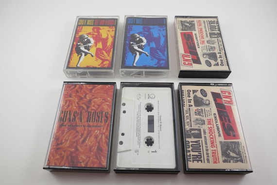 Vintage 1980's Guns N Roses Cassette Tapes Spaghetti Incident Lies Appetite for Destruction Use Your Illusion I II Sold Individually