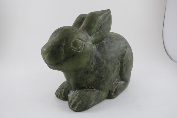 Heavy Soapstone Large Rabbit Figure 7 Inches