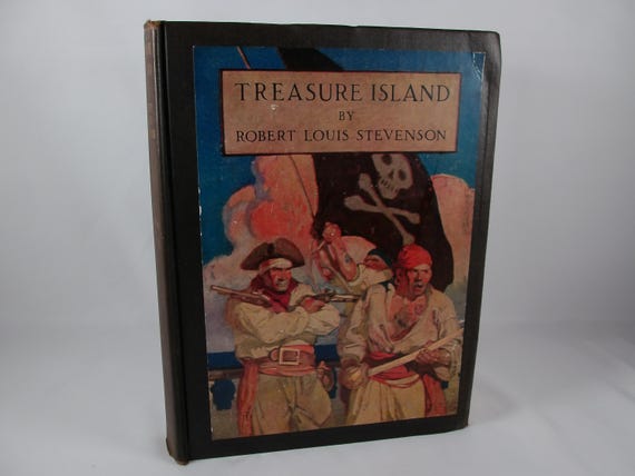 1924 Hardcover Book Treasure Island by Robert Louis Stevenson Illustrated Color Cover