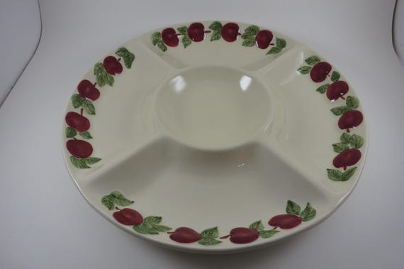 Vintage Franciscan Apple Pattern Portugal 13 1/4 Inch Divided Vegetable Fruit Tray