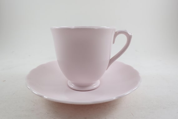 Beautiful Pink Tuscan Bone China Demitasse Cup and Saucer Set Pristine Condition