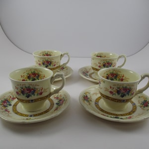 Vintage Grindley Tunstall England Demitasse Cup and Saucer Sets (Set of Four)
