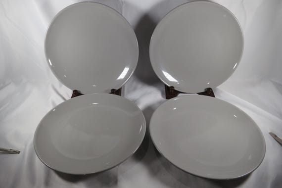 Set of Four West Elm Solid Smooth Gray 10 1/2 Inch Dinner Plates