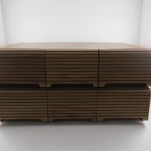 Original 1980&#39;s Faux Wood Double Cassette Holder Holds 72 Cassette Tapes Organizer Display
