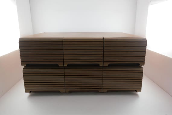 Original 1980's Faux Wood Double Cassette Holder Holds 72 Cassette Tapes Organizer Display