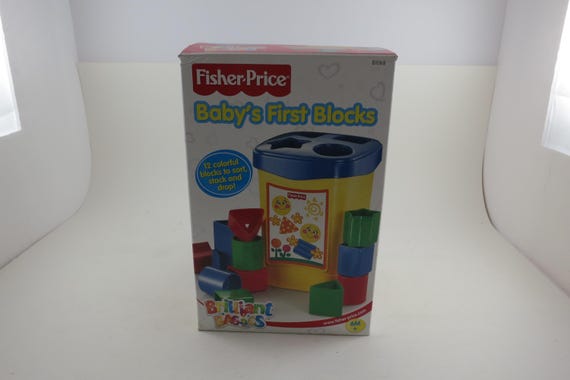 Vintage 2002 Fisher Price Baby's First Blocks Set In Original Box Excellent Condition