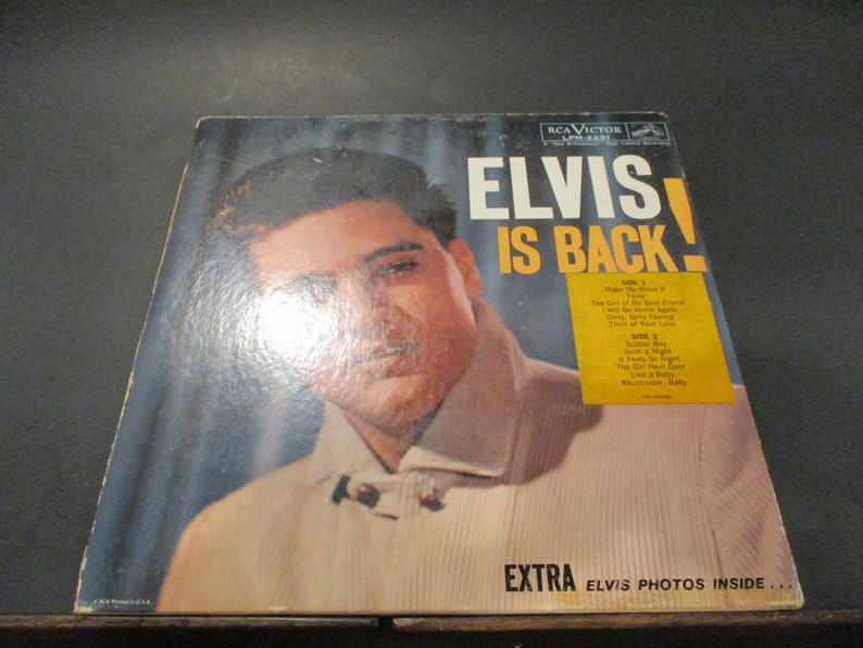 Vintage 1960 Vinyl LP Record Elvis Is Back! Elvis Presley First