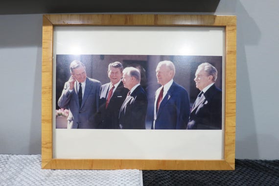 Authentic Framed Picture of 5 Presidents 1991 at Dedication of Reagan Library