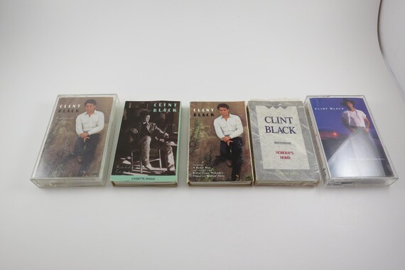 Vintage 1990's Clint Black Cassette Tapes Killin' Time Put Yourself In My Shoes No Time to Kill The Hard Way Sold Individually