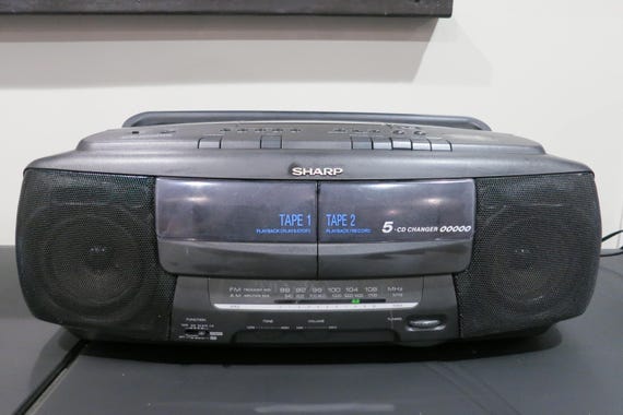 Vintage 1996 Sharp Portable CD Changer Stereo Cassette Home or Boom Box