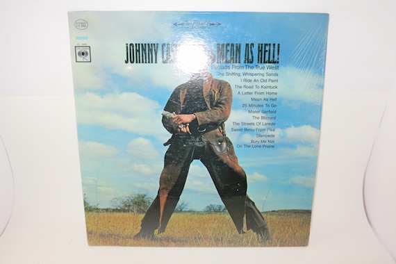 Vintage 1966 Vinyl LP Record Mean As Hell Ballads True West Johnny Cash Stereo Pressing Very Good Condition 71557