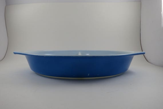 Vintage Pyrex Dark Blue Divided Serving Dish No 18 1 1/2 Quart