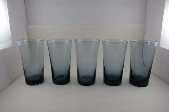 Vintage Smoke Gray Tumbler Glasses - Set of 5
