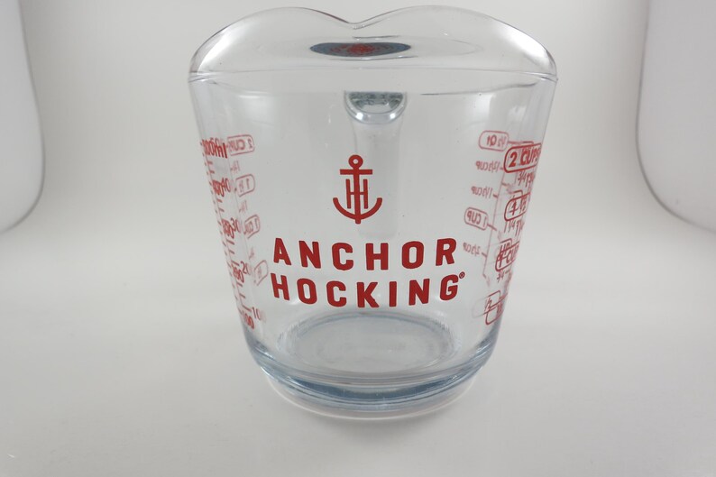 Vintage Anchor Hocking Pyrex Measuring Cup - 2 Cup, Red Lettering - Etsy