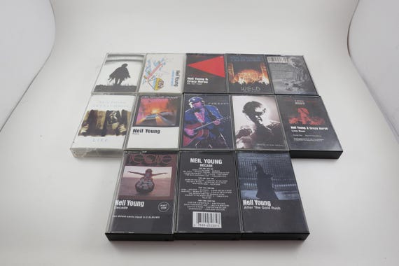 Vintage 1980's Neil Young Cassette Tapes Excellent Condition Harvest Moon Time Fades Away Unplugged Mirror Ball Sold Individually