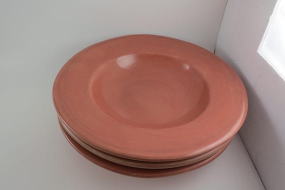 Set of Six Pottery Barn Sausalito Pink Dinner Plates: 10.5 Inch