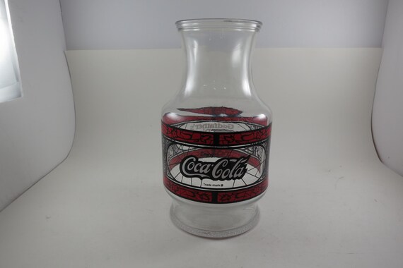 Vintage 1980's Godfathers Pizza Stained Glass Design Carafe Pitcher