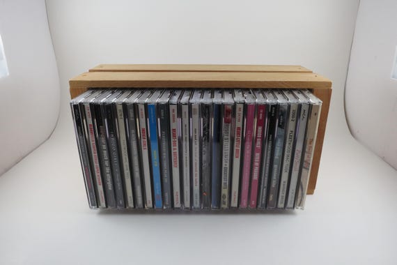 Vintage Light Wood CD Crate: 25-Disc Holder