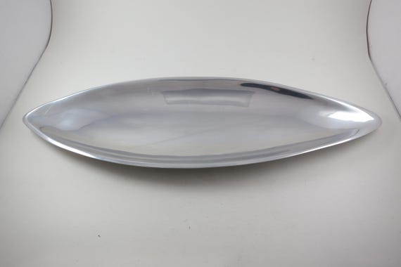 Vintage Nambe 550 Mid Century Modern Heavy Silver 19 Inch Bread Serving Bowl