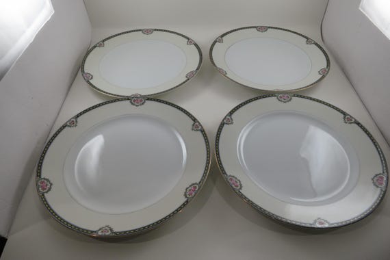 Set of Four Vintage 1920's Noritake Kenosha Pattern 10 Inch Dinner Plates