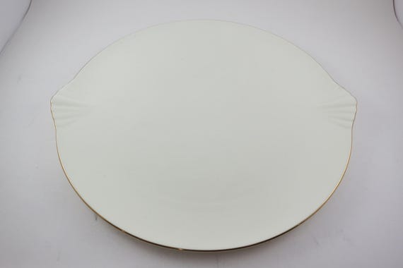 Vintage American Bone China Ivory with Gold Trim 13 Inch Round Serving Platter Excellent Condition
