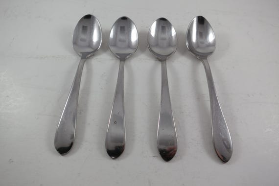Set of Four Vintage Towle Boston Antique 18/8 Stainless Flatware 7 1/8 Inch Soup Spoons