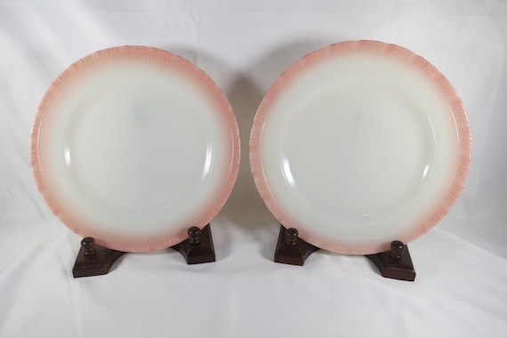 Pair of MacBeth-Evans Oxford Pink 9 Inch Dinner Plates Depression Era