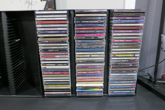 1990's Black Laserline Mega CD Holder Holds 90 CD's Free Standing or Wall Mount