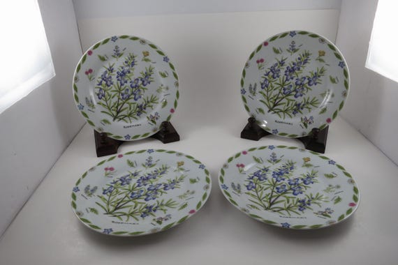 Set of Four Vintage 1997 Kent Pottery 7 1/2 Inch Herb Plates