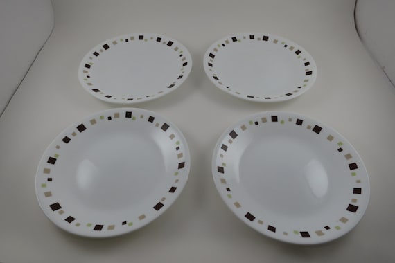 Vintage Corelle Geometric 6 3/4 Inch Bread Plates - Set of 4