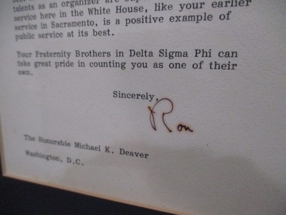 Ronald Reagan Hand Signed Letter on White House Letterhead to Deputy Chief of Staff Michael Deaver Dated March 15, 1985 Framed