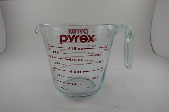Vintage Pyrex 2-Cup Measuring Cup - Red Letter Design