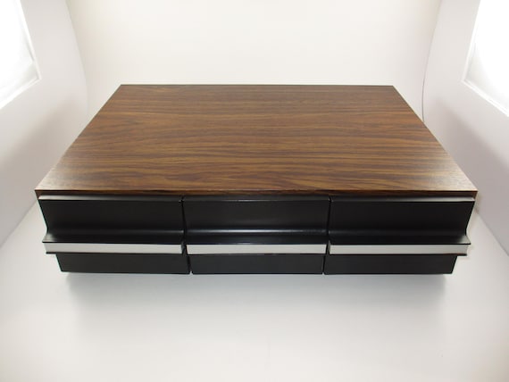Vintage 1980's Faux Wood Three Row Hard Cassette Holder Kenmark Industries Stackable Holds 36 Tapes Excellent Condition