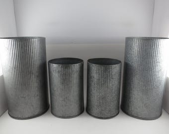 Pottery Barn Galvanized Steel 4 Piece Canister Set 1735 1736