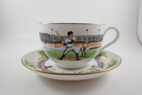 Vintage Royal Worcester Baseball Cup and Saucer Set - VIP Oversized Teacup