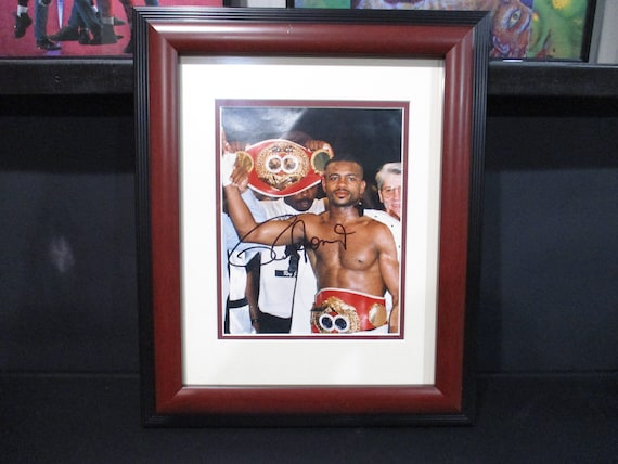 Signed Framed Color Photo of Roy Jones Jr Framed in Faux Cherry 17x14 Beautiful Piece Free Shipping