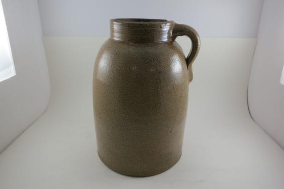 Brown Pottery Jug with Handle 10 Inches Tall Beautiful Display Jug Early Century