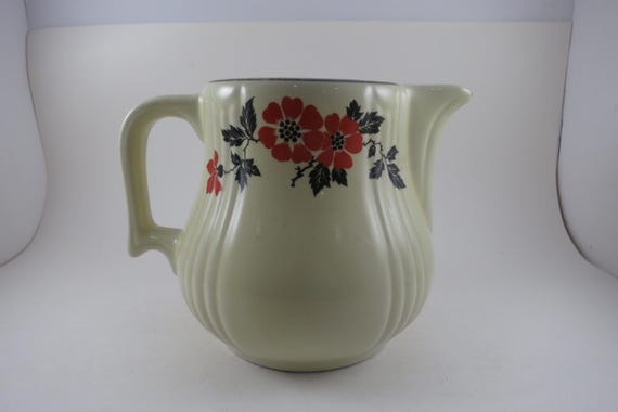 Vintage Hall Red Poppy ball pitcher with ice lip