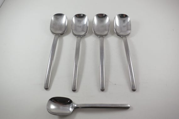 Vintage Mikasa Zena Flatware: 18/8 Stainless Soup Spoons, Set of 4