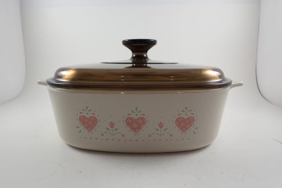 1990-1994 Corning Ware Forever Yours Pattern A-2-B 2 Quart Saucepan Beige with Brown Pyrex Fireside Glass Lid Excellent Condition