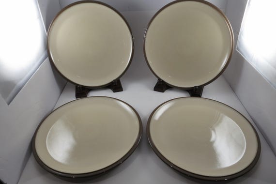 Set of 4 Vintage Denby Everyday Cappuccino Pattern 10 5/8 Inch Dinner Plates