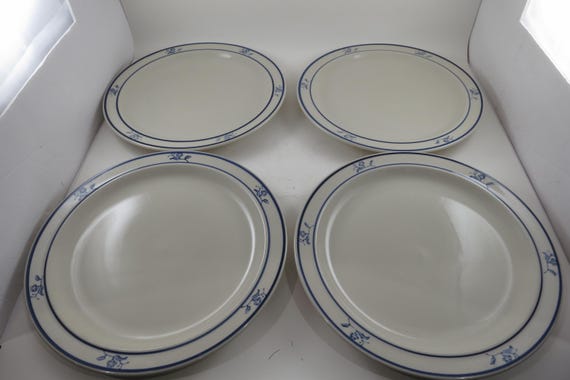 Set of 4 Brick Oven Stoneware Scandia Blue 10 Inch Dinner Plates