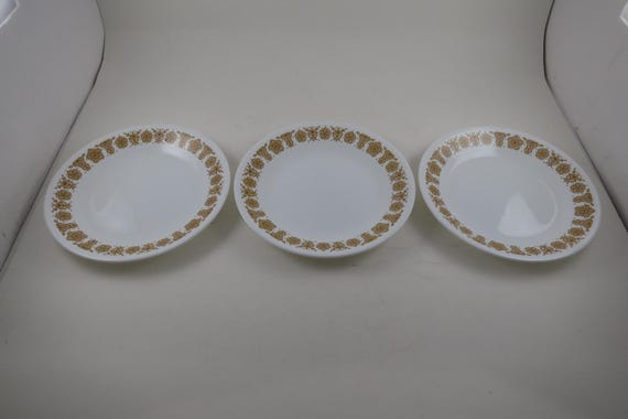 Vintage Corelle Butterfly Gold 6 3/4 Inch Salad/Bread Plates-Set of 3