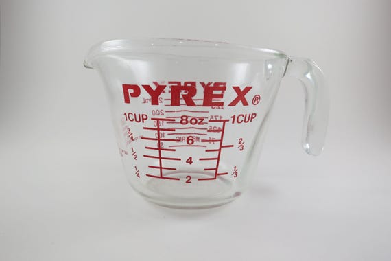 Vintage Pyrex 508 Measuring Cup 1 Cup Red Lettering Excellent Used Condition