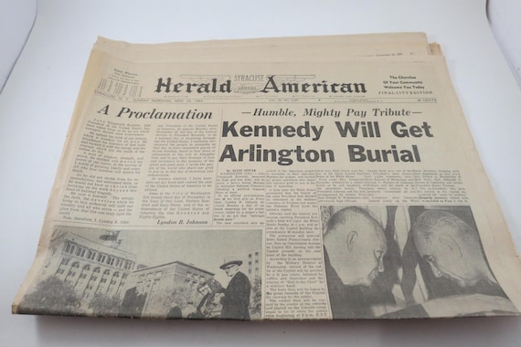 Sunday November 24 1963 AM Syracuse American Herald Kennedy Will Get Arlington Burial