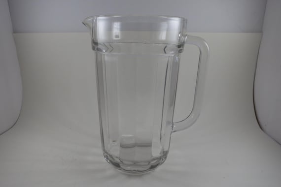 Vintage ARC France Clear Paneled 9 Inch Water Pitcher with D Handle