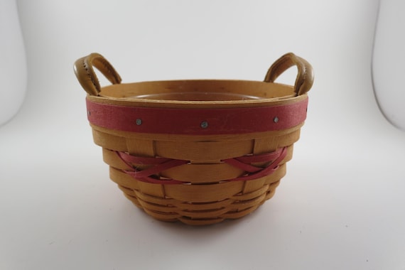 1999 Longaberger Tree Trimming Basket with Leather Handles & Protector